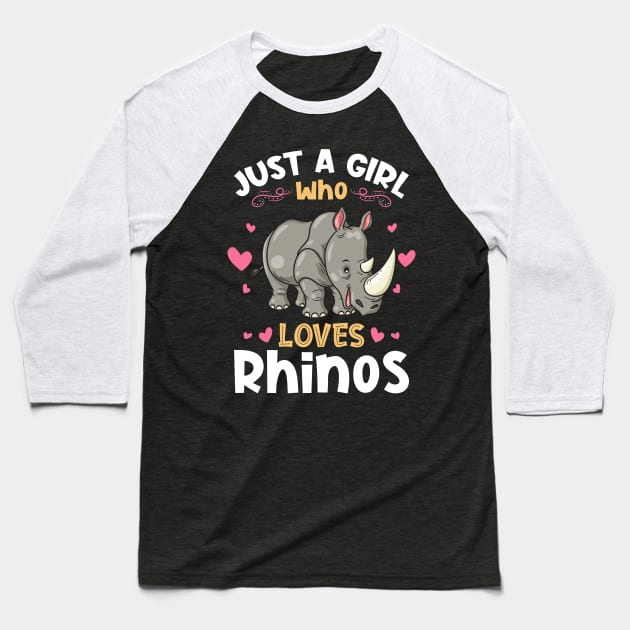 Just a Girl who Loves Rhinos Gift Baseball T-Shirt by aneisha